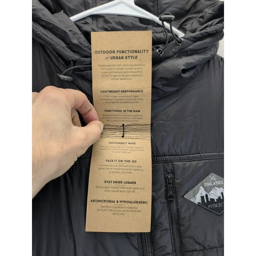 COALATREE Camper Hooded Comformax Nylon Puffer Jacket MTN2CTY Black Mens XXL NWT